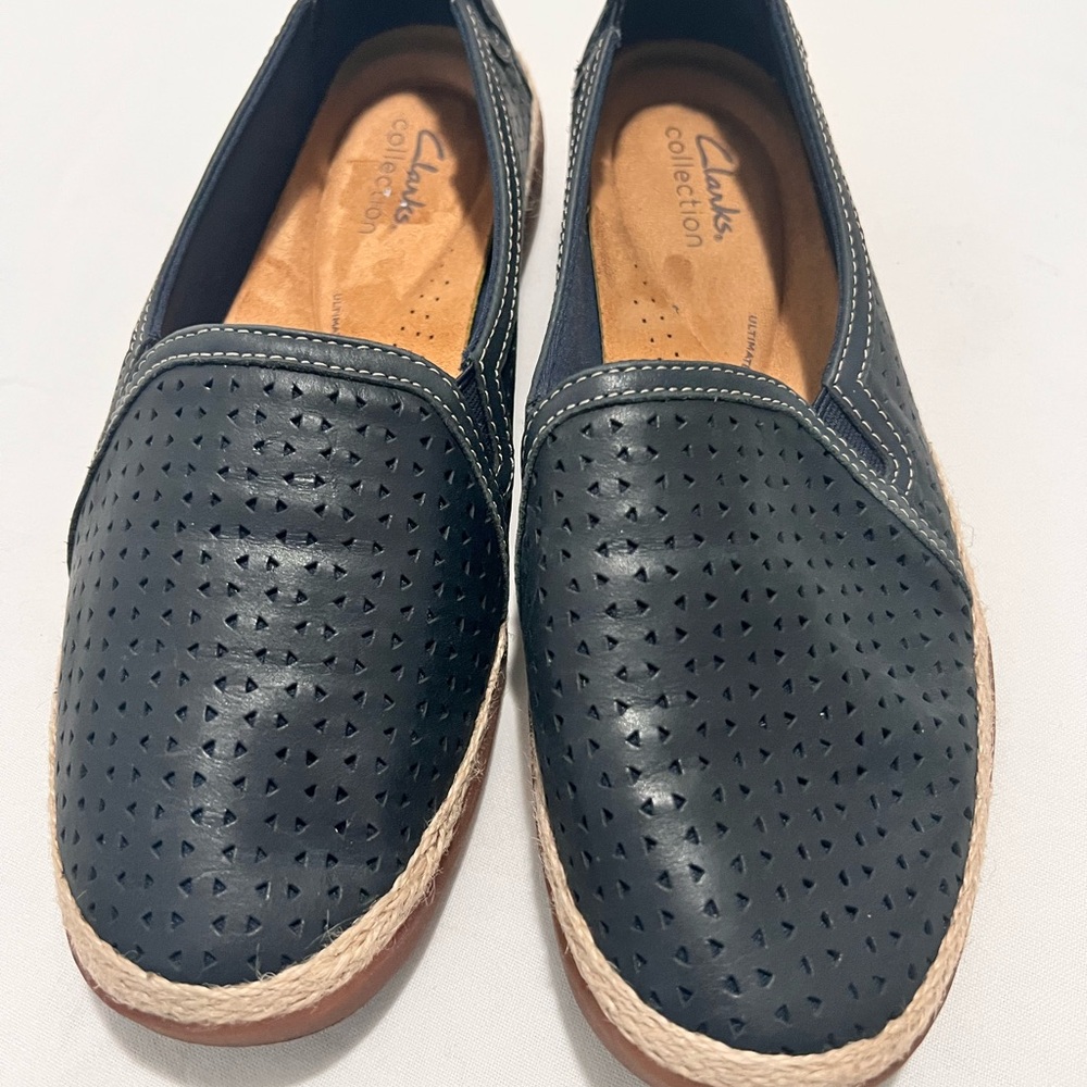 Clarks Black ‎ Perforated Espadrille Slip-Ons